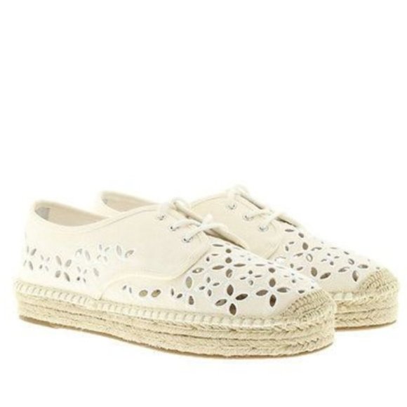 Michael Kors Darci lace up canvas espadrille sneakers with eyelet, beige linen - Picture 1 of 9
